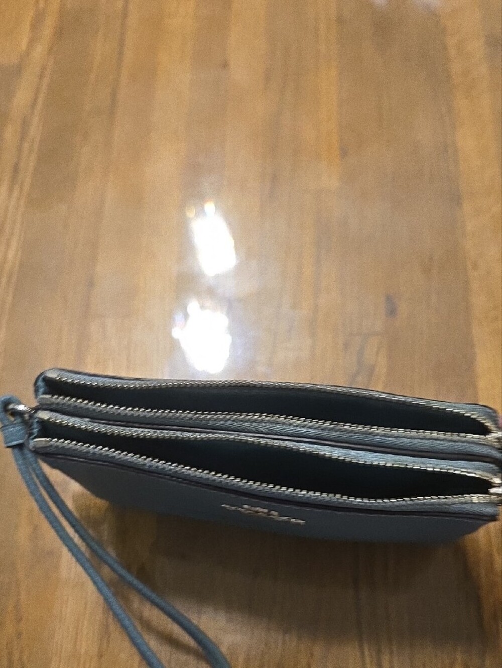 Coach Pebbled Leather Wristlet in Blue - Picture 6 of 8